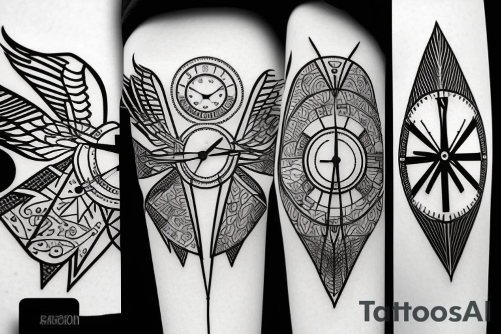 arrow
clock
birds tattoo idea