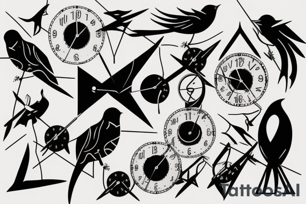 arrow
clock
birds tattoo idea