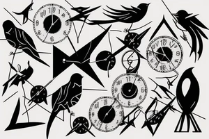 arrow
clock
birds tattoo idea