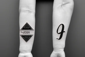 solid arm band with joshua name on it tattoo idea