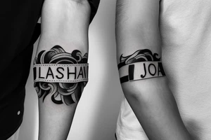 solid arm band with joshua name on it tattoo idea
