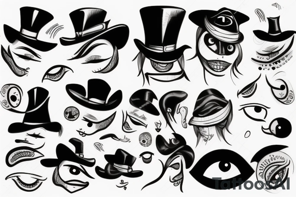 Black hat with eyes tattoo idea