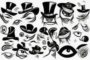 Black hat with eyes tattoo idea