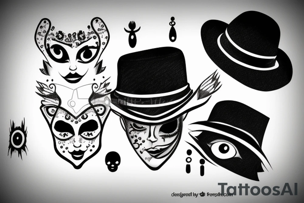Black hat with eyes tattoo idea