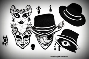 Black hat with eyes tattoo idea