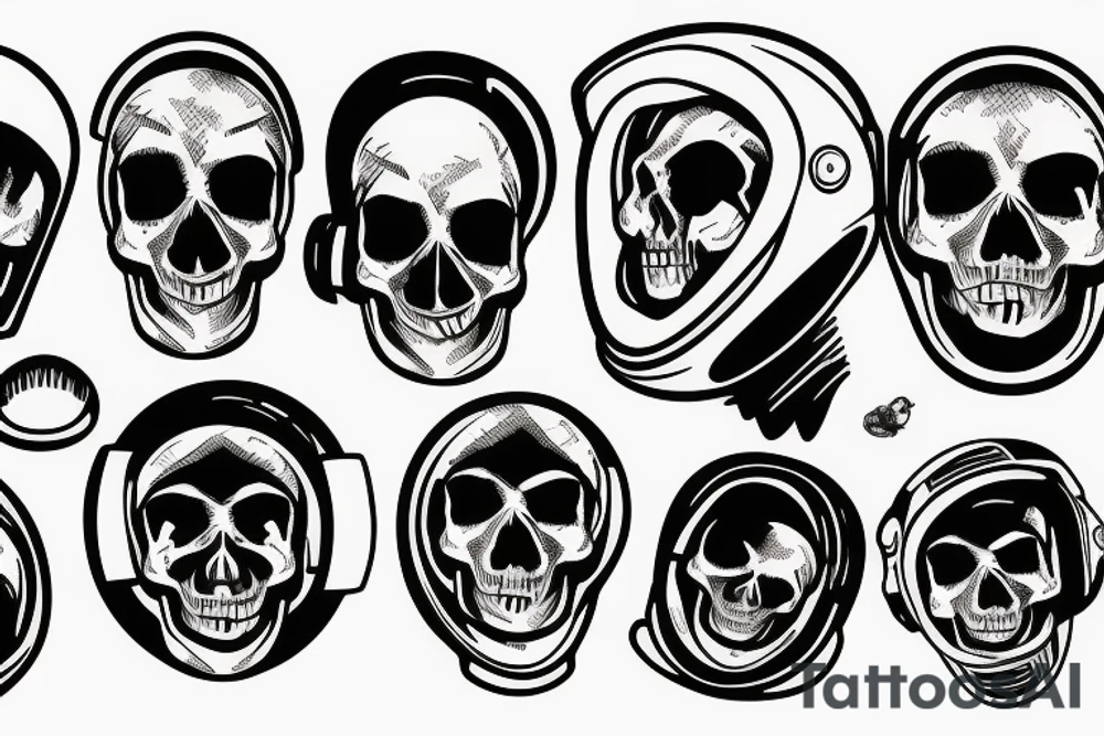 skull in an astronaut helmet tattoo idea
