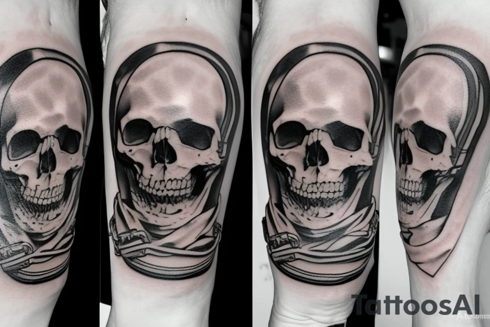 skull in an astronaut helmet tattoo idea