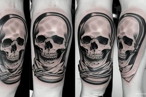 skull in an astronaut helmet tattoo idea