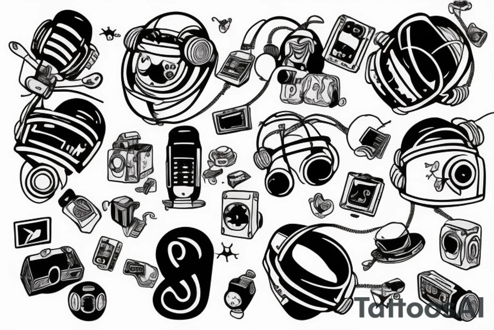 Astronaut listening to music tattoo idea