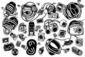 Astronaut listening to music tattoo idea