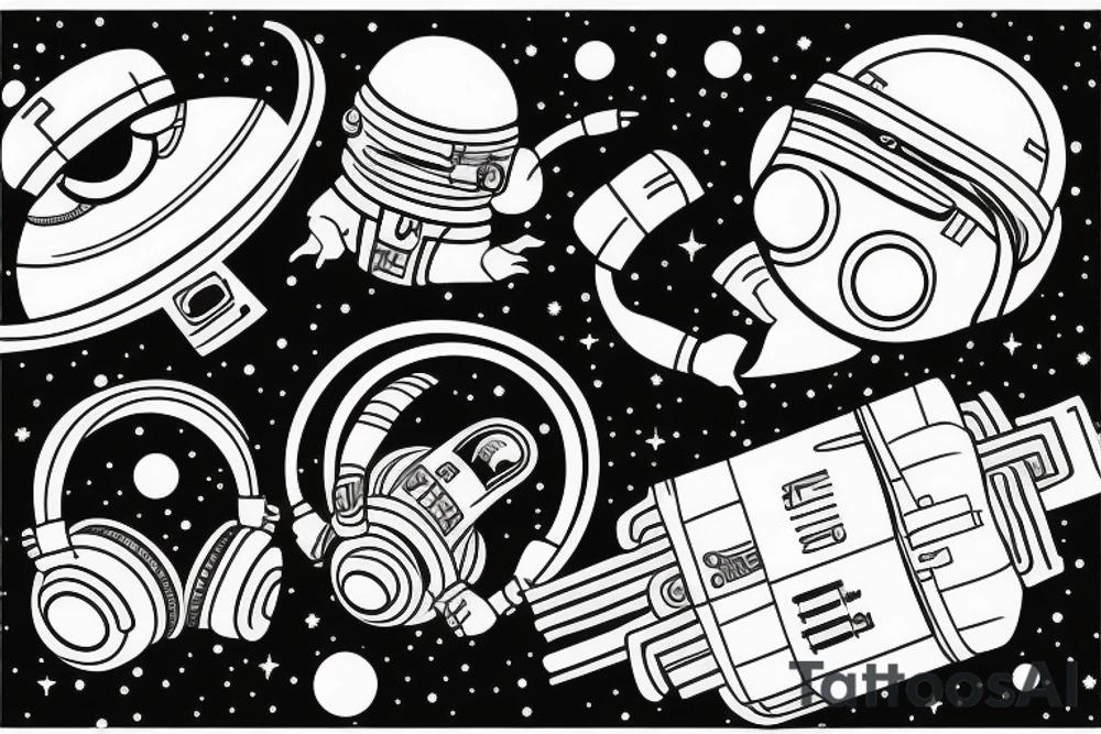 Astronaut listening to music in space tattoo idea