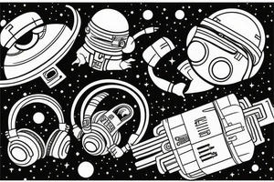 Astronaut listening to music in space tattoo idea