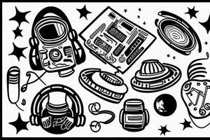 Astronaut listening to music in space tattoo idea