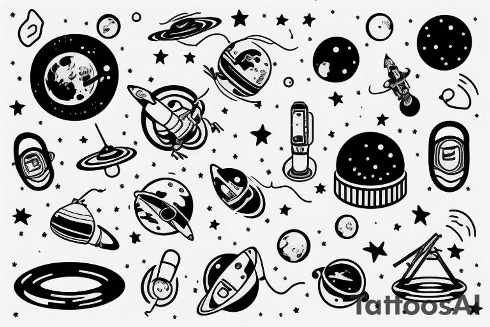 Astronaut listening to music in space tattoo idea
