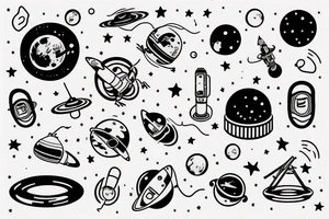 Astronaut listening to music in space tattoo idea