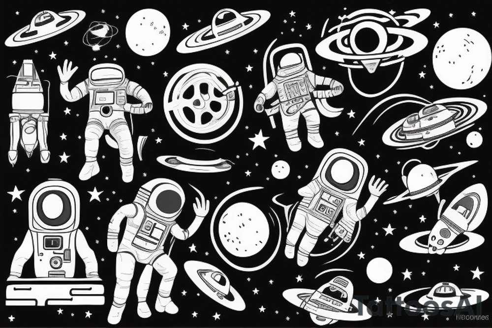 Astronaut listening to music in space tattoo idea