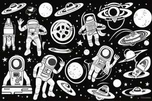 Astronaut listening to music in space tattoo idea