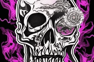 skull with galactic smoke coming out his mouth tattoo idea