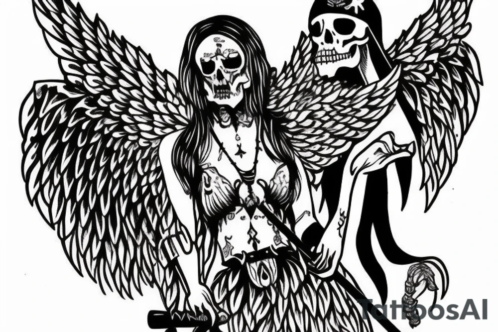 angel of death holding a scythe tattoo idea