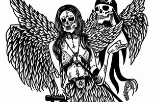 angel of death holding a scythe tattoo idea