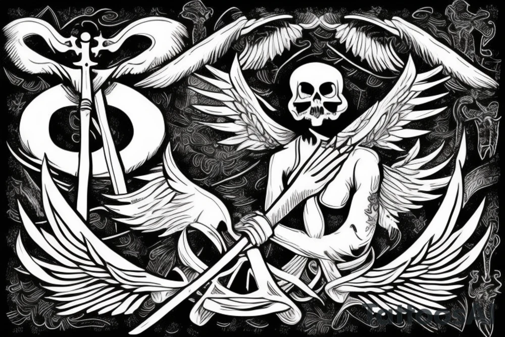 angel of death holding a scythe tattoo idea