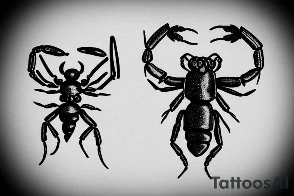 two scorpions with stingers making a heart tattoo idea