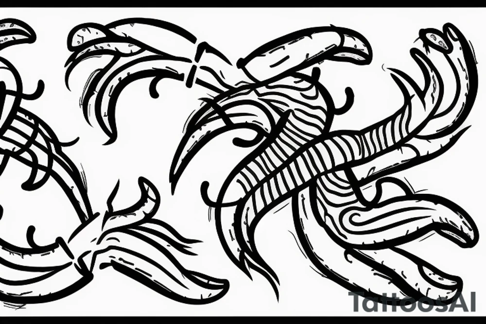 two scorpions with tail stingers touching to making a heart tattoo idea