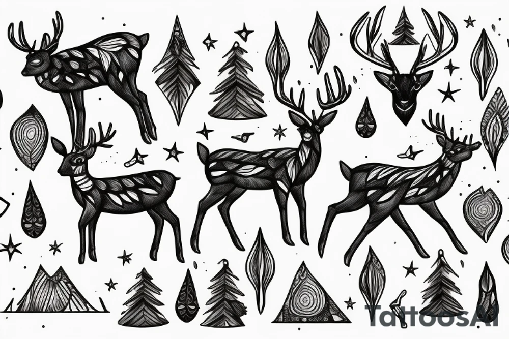 deer with Northern lights tattoo idea