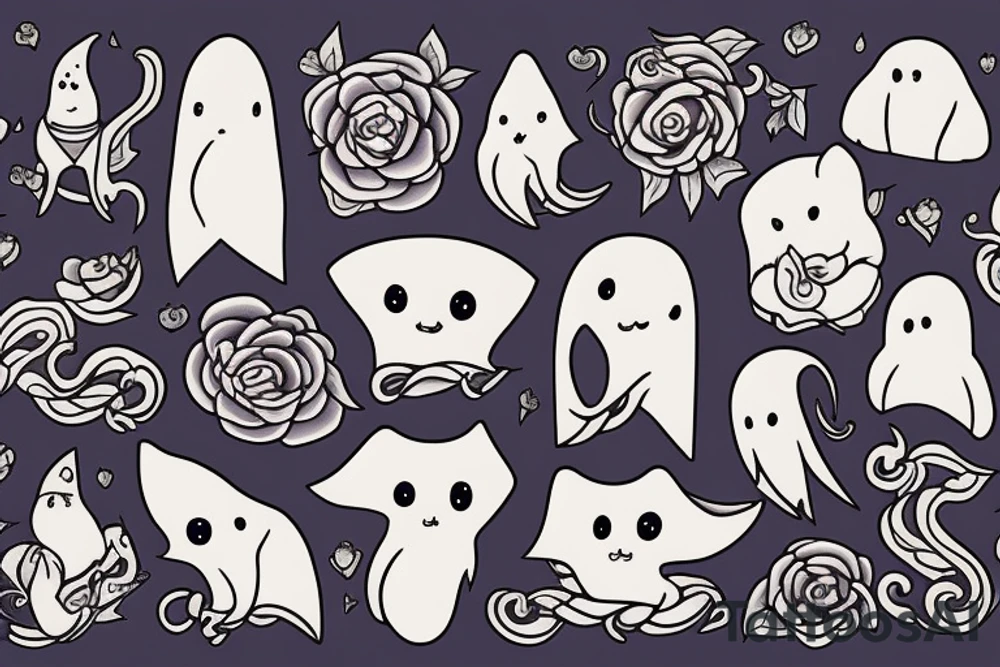 Cute cate ghost tattoo idea