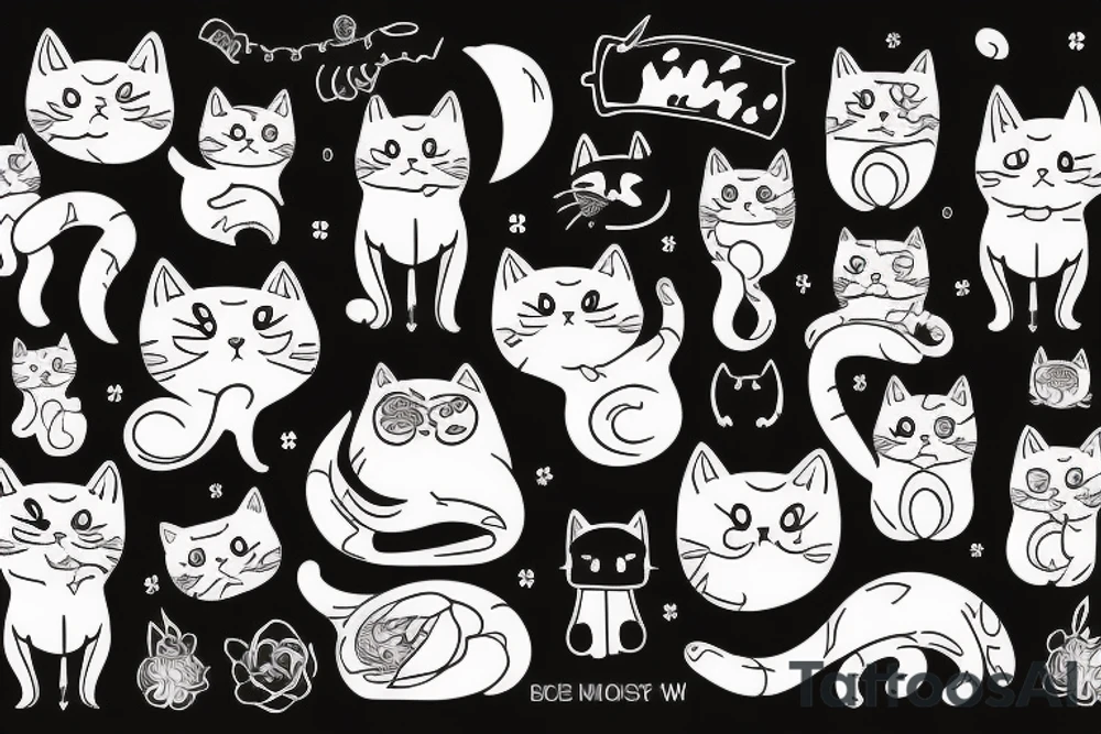 Cute cat ghost tattoo idea