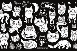 Cute cat ghost tattoo idea