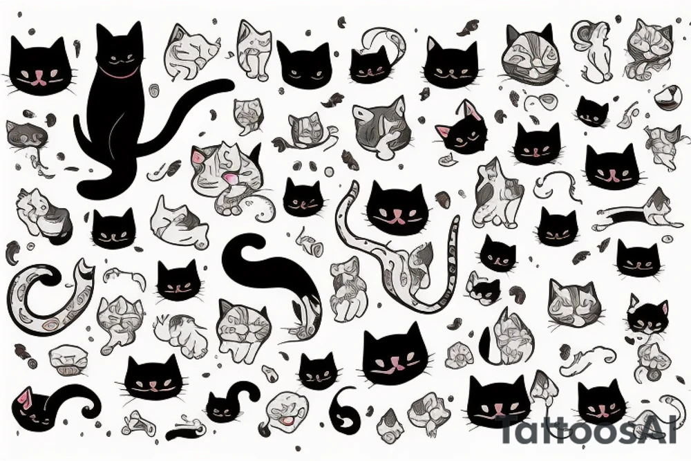 Cute cat ghost tattoo idea