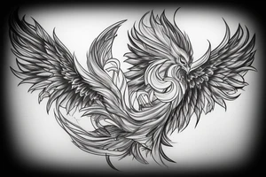 a beautiful phoenix with elaborate tail feathers tattoo idea
