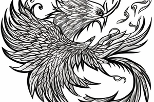 a beautiful phoenix with elaborate tail feathers tattoo idea