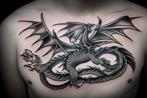 dragon attacking a fighter jet over the ocean tattoo idea