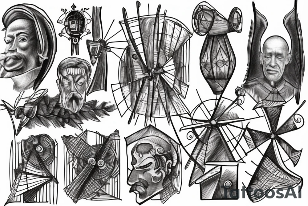 Don quixote windmills tattoo idea