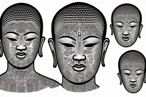 Big Buddha head with Asian writings around tattoo idea