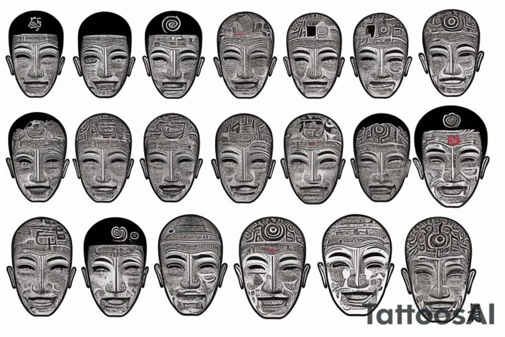 Big Buddha head with Asian writings around tattoo idea