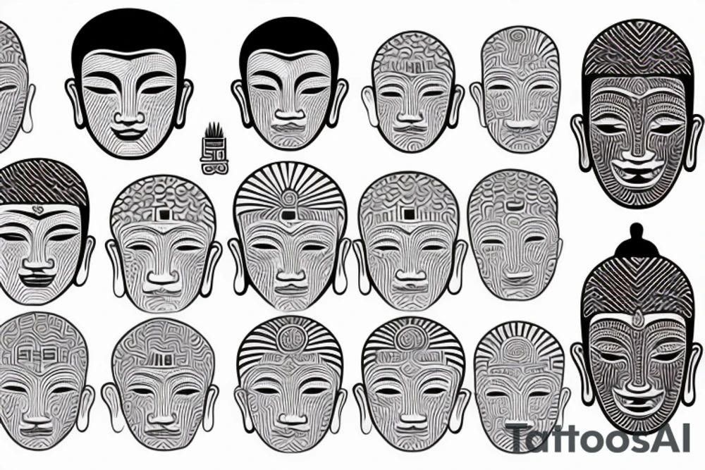 Big Buddha head with Asian writings around tattoo idea