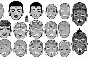 Big Buddha head with Asian writings around tattoo idea