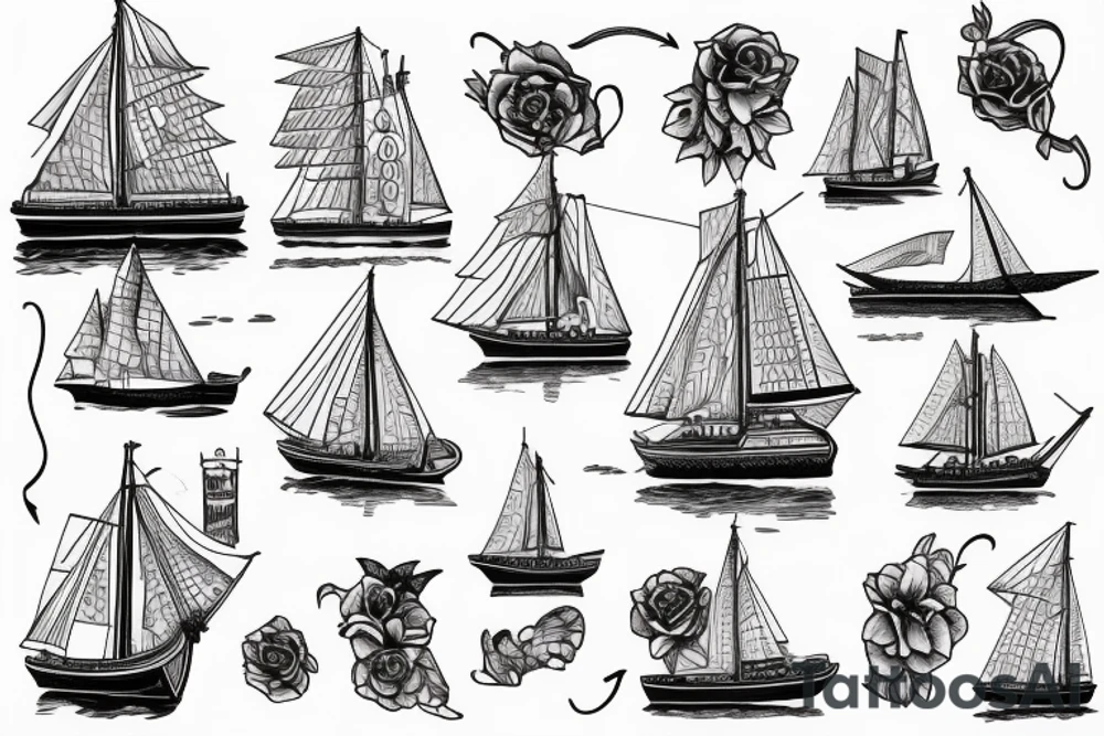 old english style boat tattoo idea