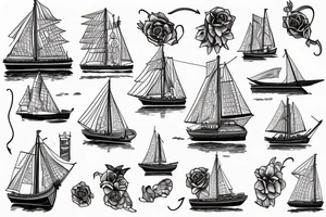 old english style boat tattoo idea