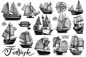 old english style boat tattoo idea
