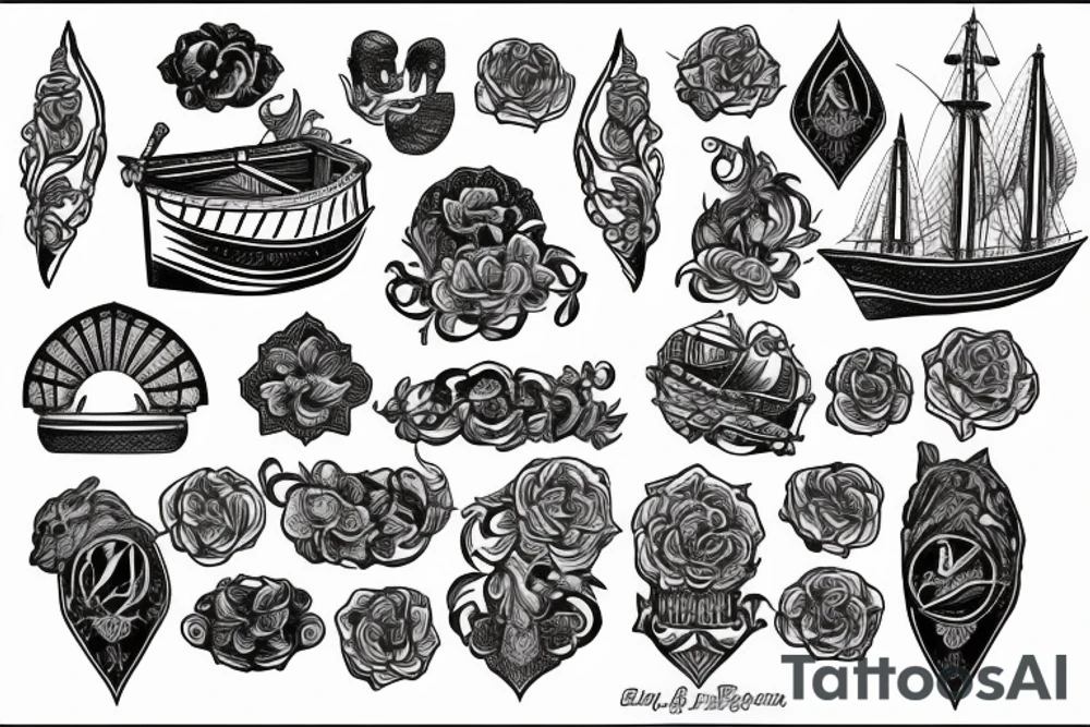 old english style boat tattoo idea
