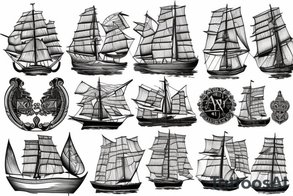 old english style boat tattoo idea