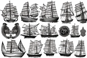 old english style boat tattoo idea