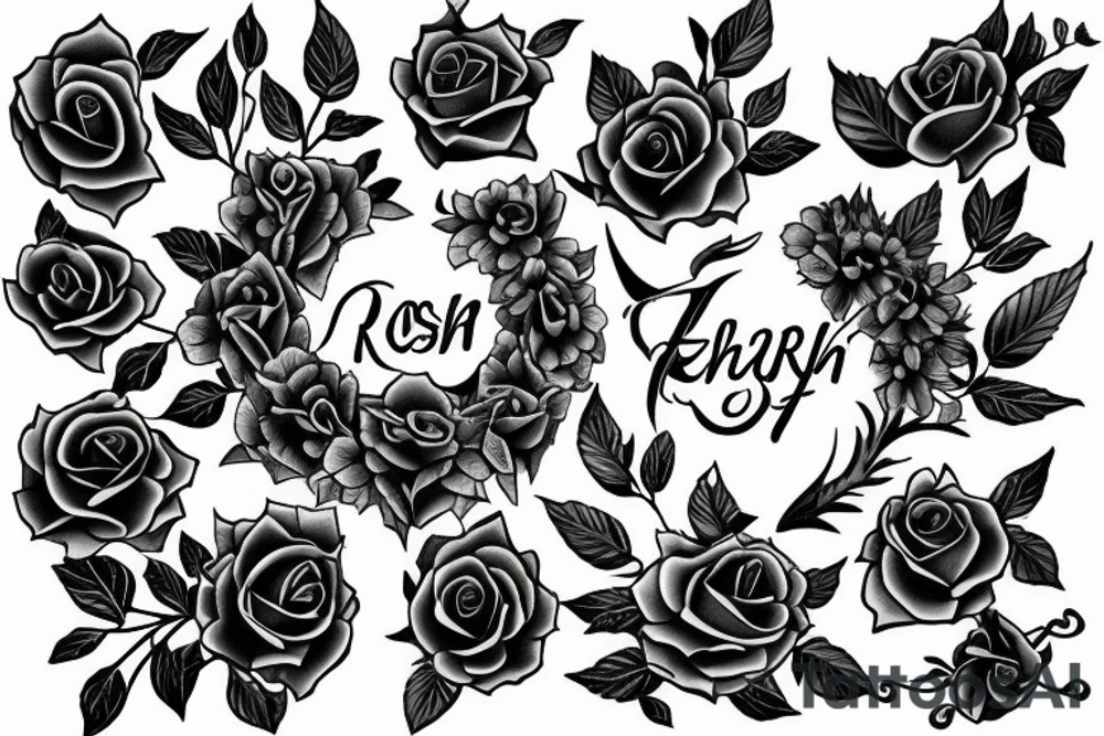 Memorial tattoo with the names: Erich @ Elsy 
Logo includes a rose tattoo idea