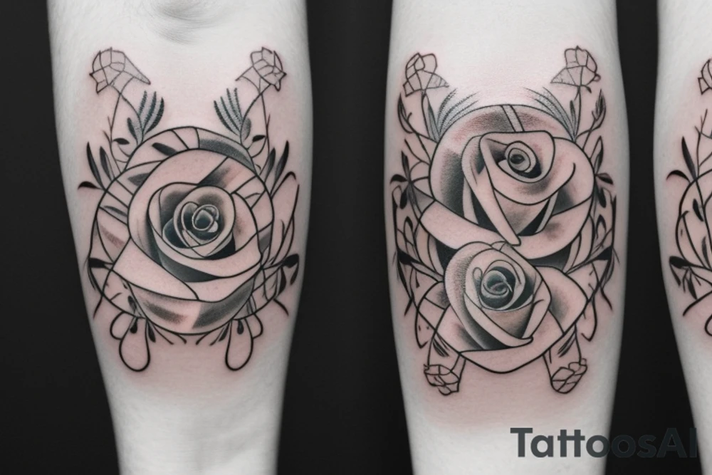 Memorial tattoo with the names: Erich & Elsy 
Logo includes a rose tattoo idea