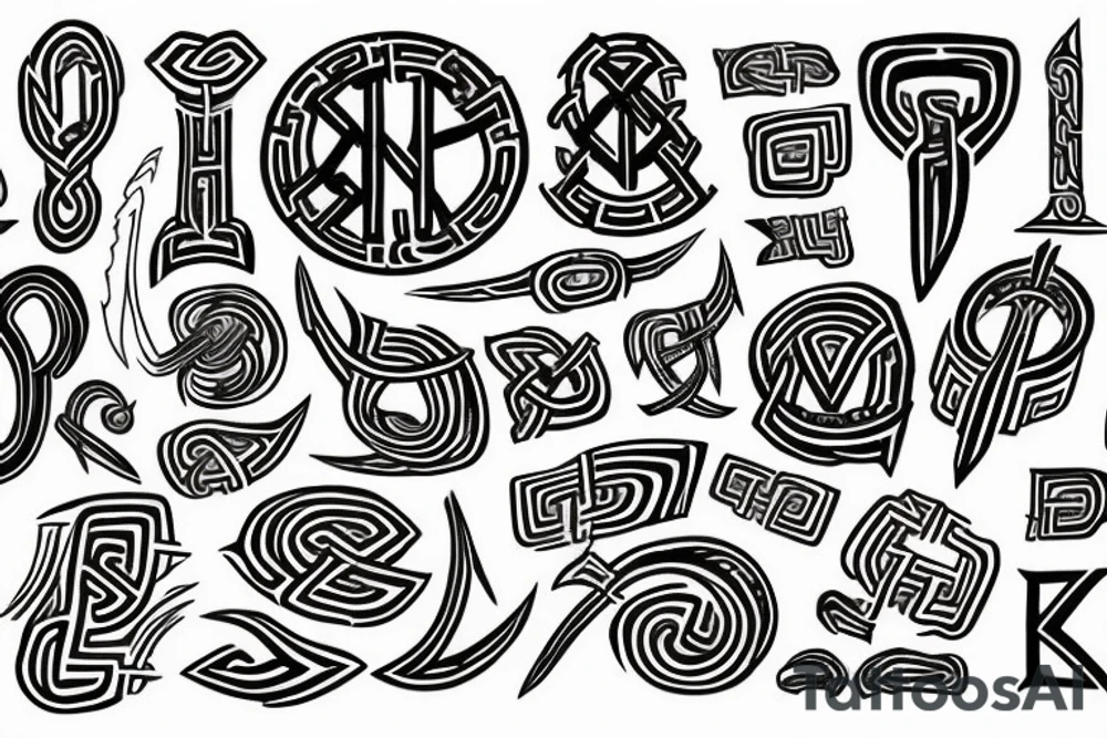 Old Norse runic spelling of kendall with a bind protection rune tattoo idea