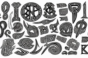 Old Norse runic spelling of kendall with a bind protection rune tattoo idea